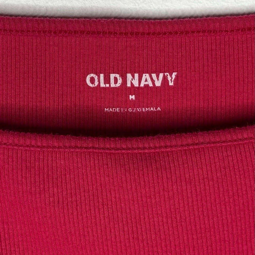 Old Navy Square Neck Raspberry Ribbed Cropped Tank Top - Picture 4 of 4